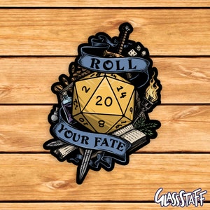 Roll your Fate Sticker | Dnd sticker | TTRPG gift | GM | Dungeons & Dragons | Dice | Natural 20 | dnd d20