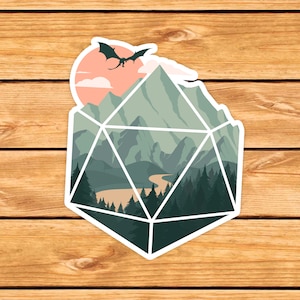 Um adesivo de cena D20 | etiqueta do ttrpg adesivo | Presente Dnd | GM | Masmorras e Dragões | Dados | Naturais 20