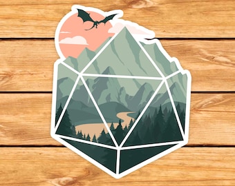 Ein D20 Scene Aufkleber | ttrpg sticker | D&D Geschenk | GR. | Dungeons & Dragons | Würfel | Natur 20