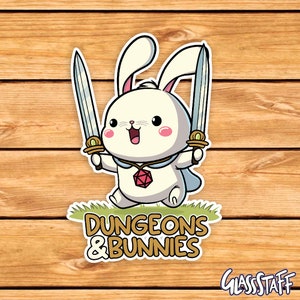 Dungeons and Bunnies DnD Aufkleber | ttrpg sticker | D&D Geschenk | DM | Dungeons & Dragons | Würfel | Natur 20 | Süßes Kawaii