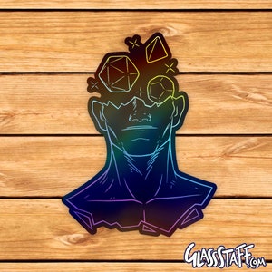 Holographic Head in the Game DnD Sticker | Polydice decal | DM gift | d20 | dungeons and dragons
