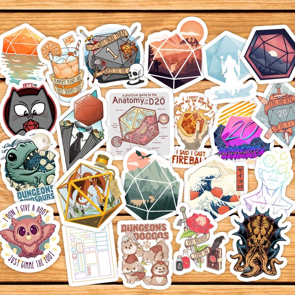 26 DnD Sticker Pack from Glassstaff | Dungeons and Dragons stickersheet | DnD stickerpack gift | present for DM | D&D Stickerset