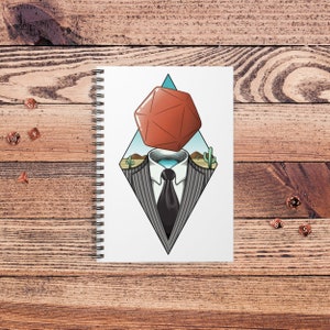 Where’s your head at d20 Notebook / Journal | dnd gifts for dm | art illustration | dungeons and dragons dice