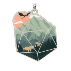 A d20 Scene Keychain | DM gift | Gift for gamers | DnD gift | Dice | Dungeons & Dragons