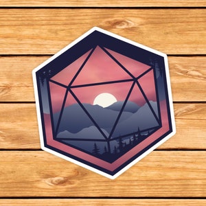 Mountain D20 Sticker | DnD gift | Dice | Critical failure | Dungeons & Dragons | Car decal