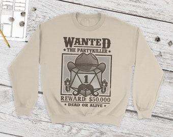Wanted Partykiller Sweatshirt | dnd sweater | Critical failure | funny dnd shirt | dnd sweater