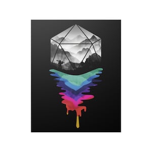 D20 Ripple Poster | colorful post deser | dungeons and dragons | dice | dnd wall art