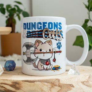 Dungeons and Cats Mug | Dnd gift | GM | Dungeons & Dragons | Dice | DM gift