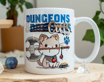 Dungeons and Cats Mug | Dnd gift | GM | Dungeons & Dragons | Dice | DM gift