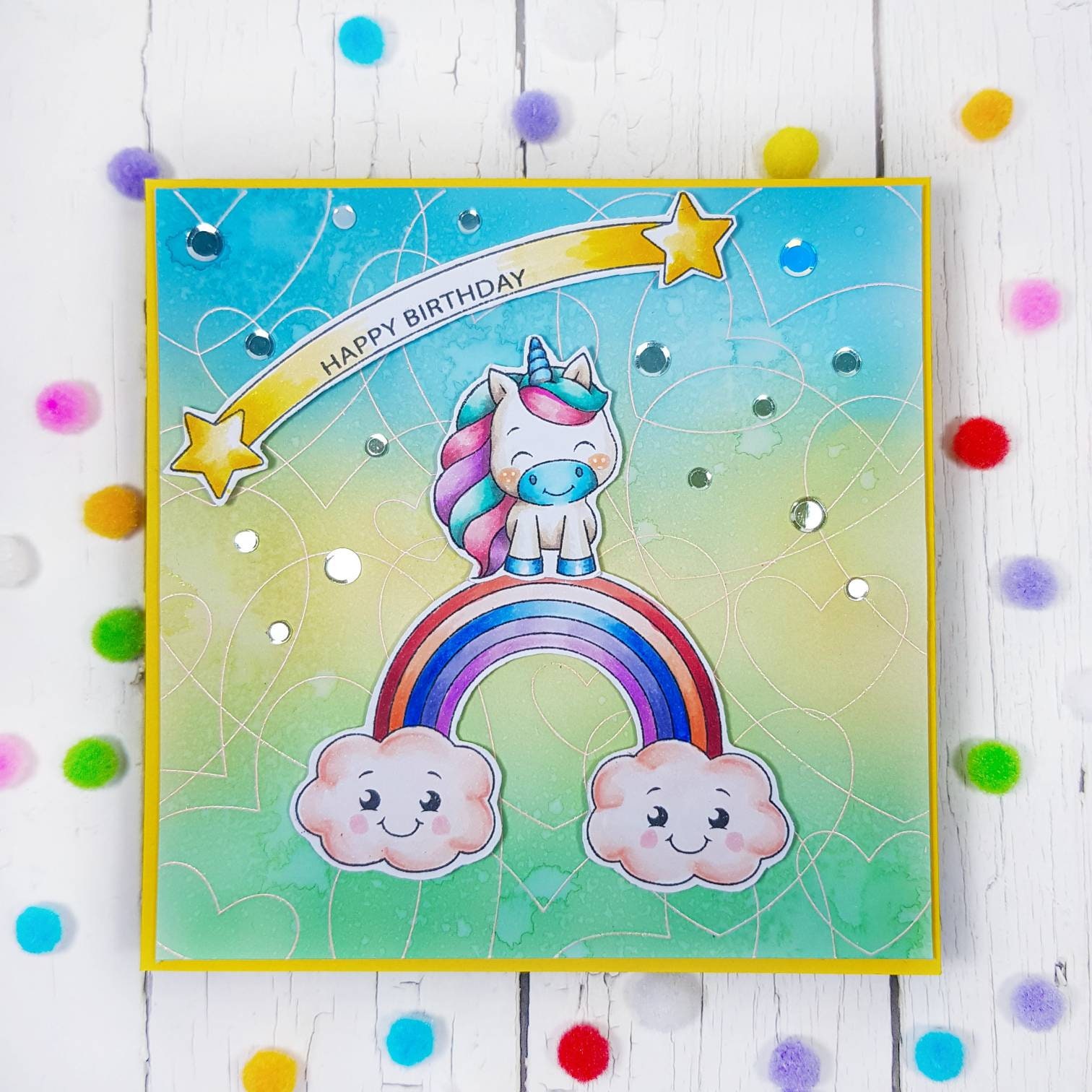 Birthday card with unicorn. Handmade Etsy