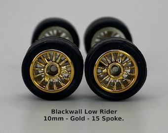 10/10mm Gold 15 spoke Low Rider Real Riders Wheel Set for 1/64