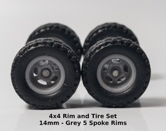 Set Pneumatici Camion 14mm 5 Raggi Bronzo Per Hot Wheels 1:64