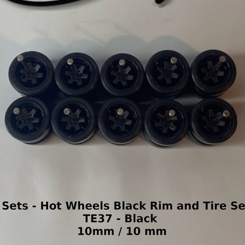 Hot Wheels 10 Spoke Good Year Rubber Tires - 10 Sets, Chrome Colors, 1:64 Scale (10/12mm)