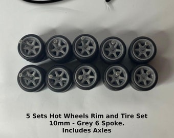 10mm//10mm Custom JDM 6 spoke Low Profile Blue with Black rubber tires set
