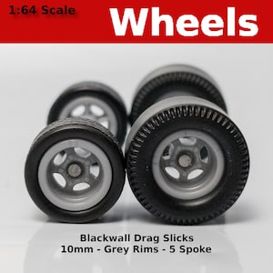 Muscle Car Eje largo - Gris 5 radios Blackwall Tire Drag Slicks - 10 mm/12 mm