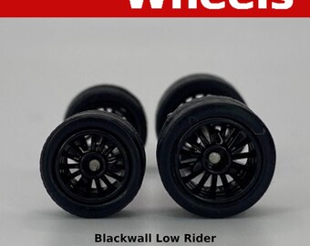 Set Ruote Low Rider Real Riders 1:64 Per Hot Wheels: Nere 15 Raggi, Misura 10/12 Mm