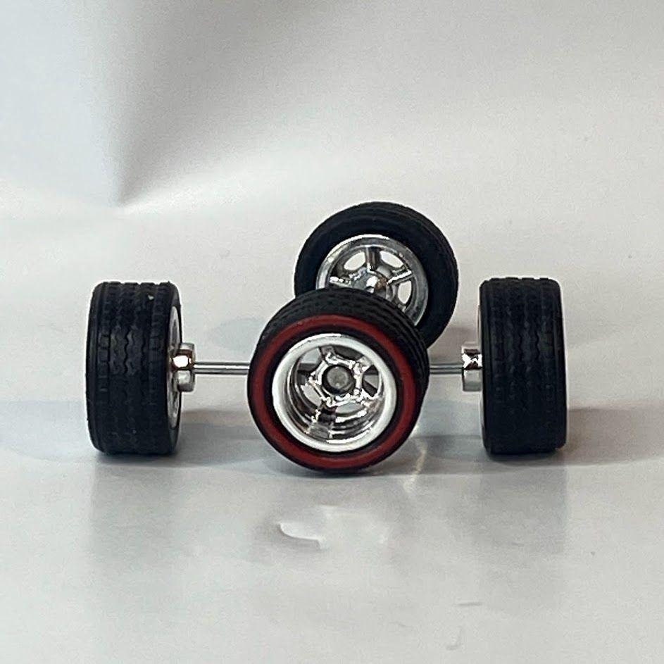 10mm/10mm Black Redline With Chrome Rims 5 Spoke Treaded Rubber Tire ...