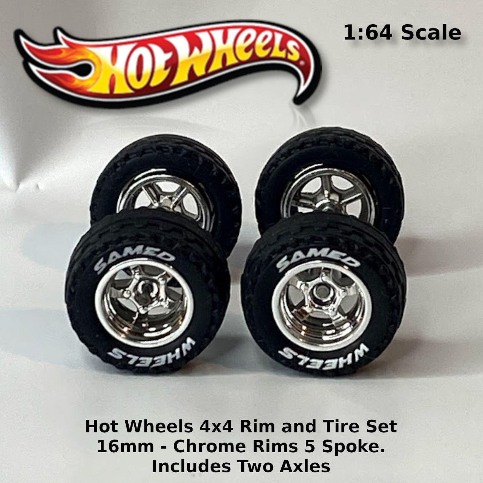 Hot Wheels 16mm 4x4 Truck Tire Sets Chrome 5 spoke Etsy