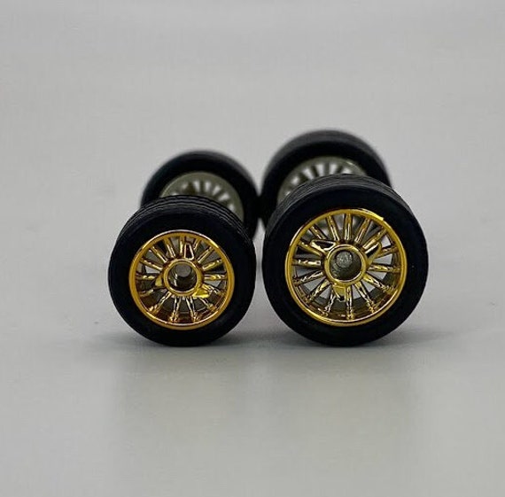 Set Ruote Low Rider Real Riders 1:64 Per Hot Wheels: Nere 15 Raggi, Misura 10/12 Mm