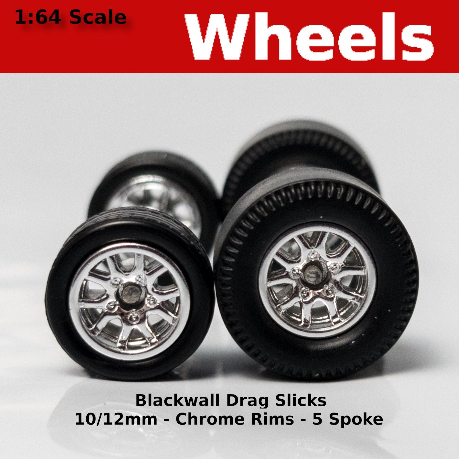 Muscle Car Long Axle - Chrome 10 Spoke Blackwall Tire Drag