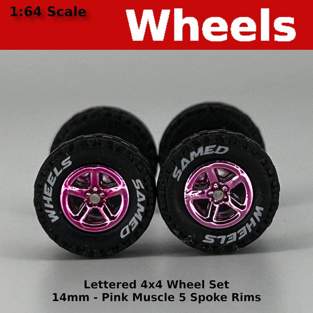 Pink Inner Tyres 14mm 4x4 Truck Lettered Tire Set - Pink Muscle 5 Spoke - Etsy