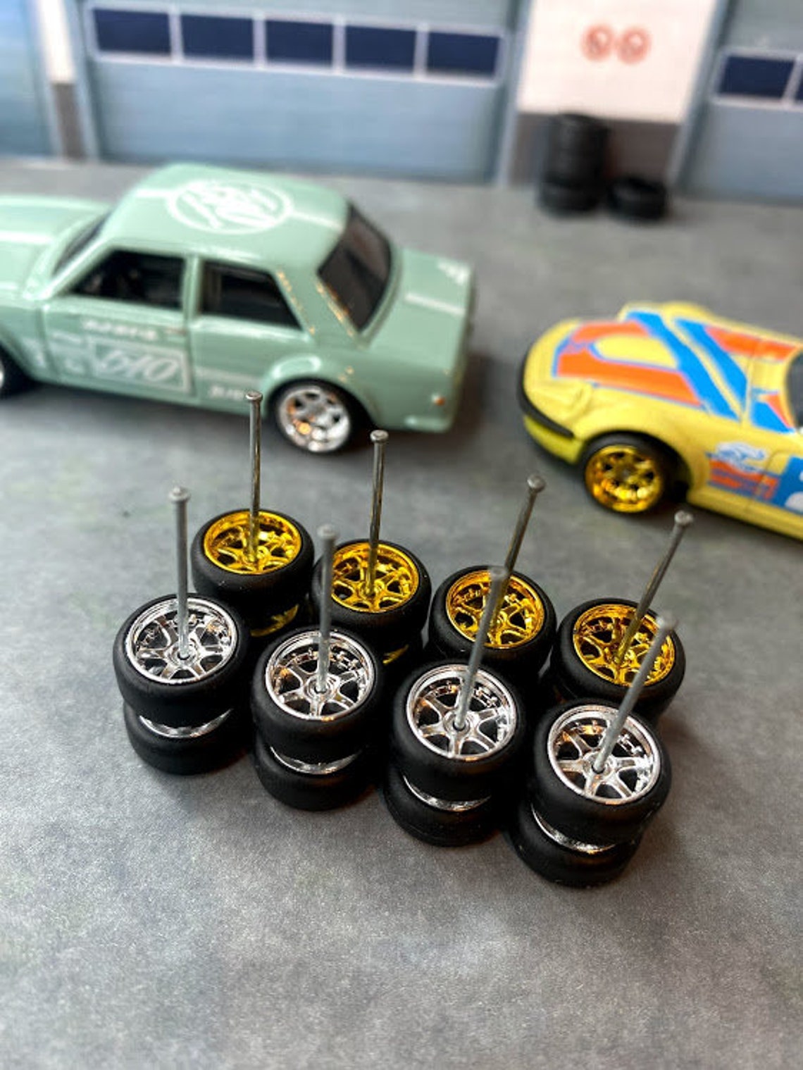 4 Sets Hot Wheels 10mm/10mm JDM 6 Spoke Rubber Tire Set. Etsy