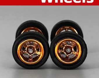 5 spoke - Bronze with Black Tires - Wheels and Tires Set for 1/64 Scale