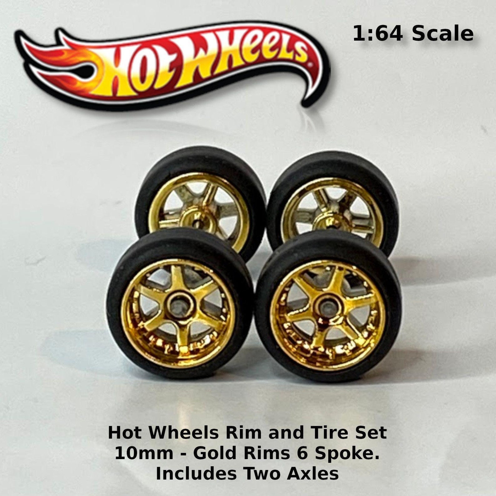 Hot Wheels 10mm/10mm JDM Gold rims with black tires 6 spoke Etsy