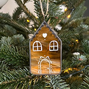 Gingerbread house stained glass suncatcher ornament | Christmas decoration | Handmade
