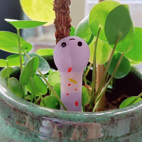 Cute confetti earthworm fused glass plant buddy | Plant decoration | Gift for plant lovers | Desk pet