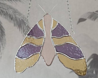 Handmade pastel moth stained glass suncatcher gift