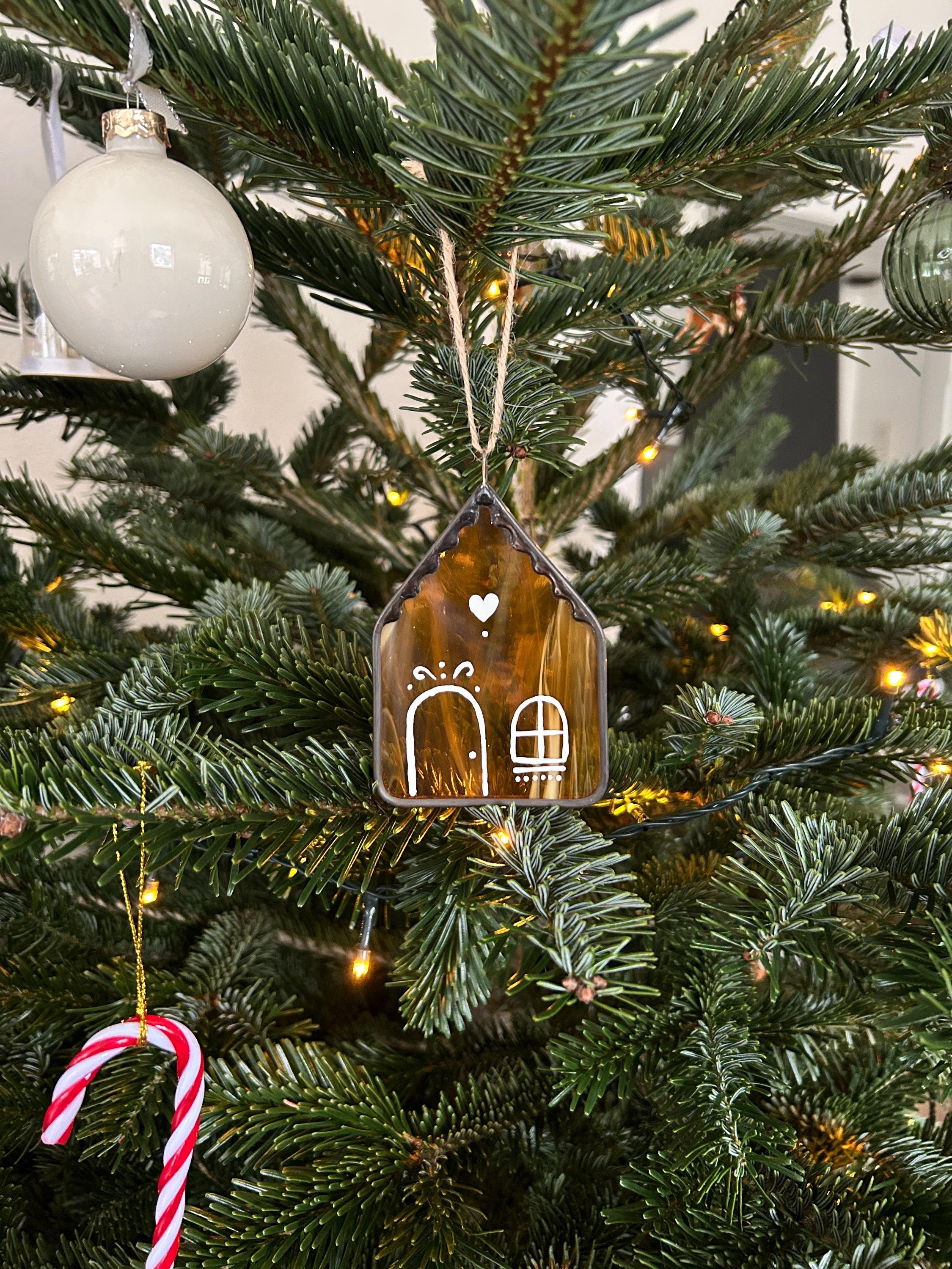 Gingerbread house stained glass suncatcher ornament | Christmas decoration | Handmade