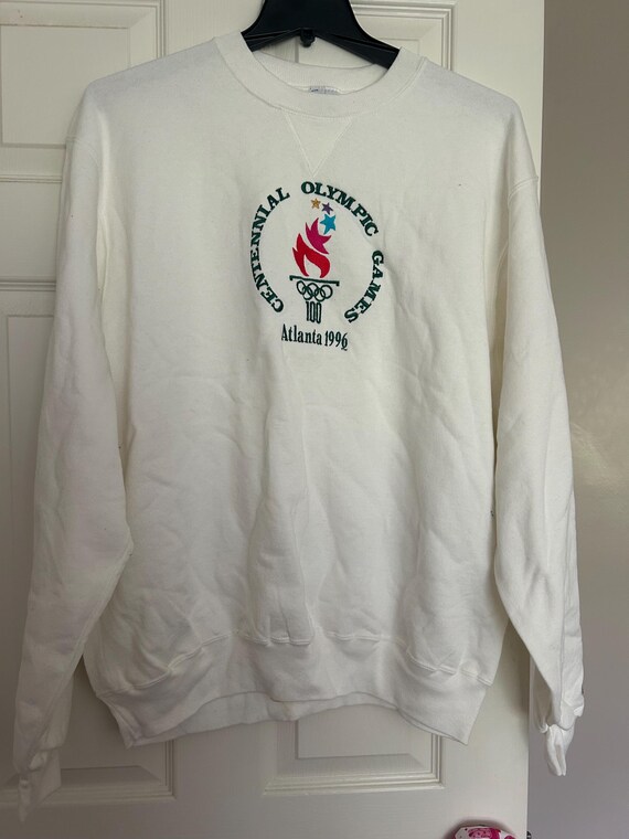 Vintage XL Champion Centennial 1996 Atlanta Olympic Games Unisex Sweatshirt Off White