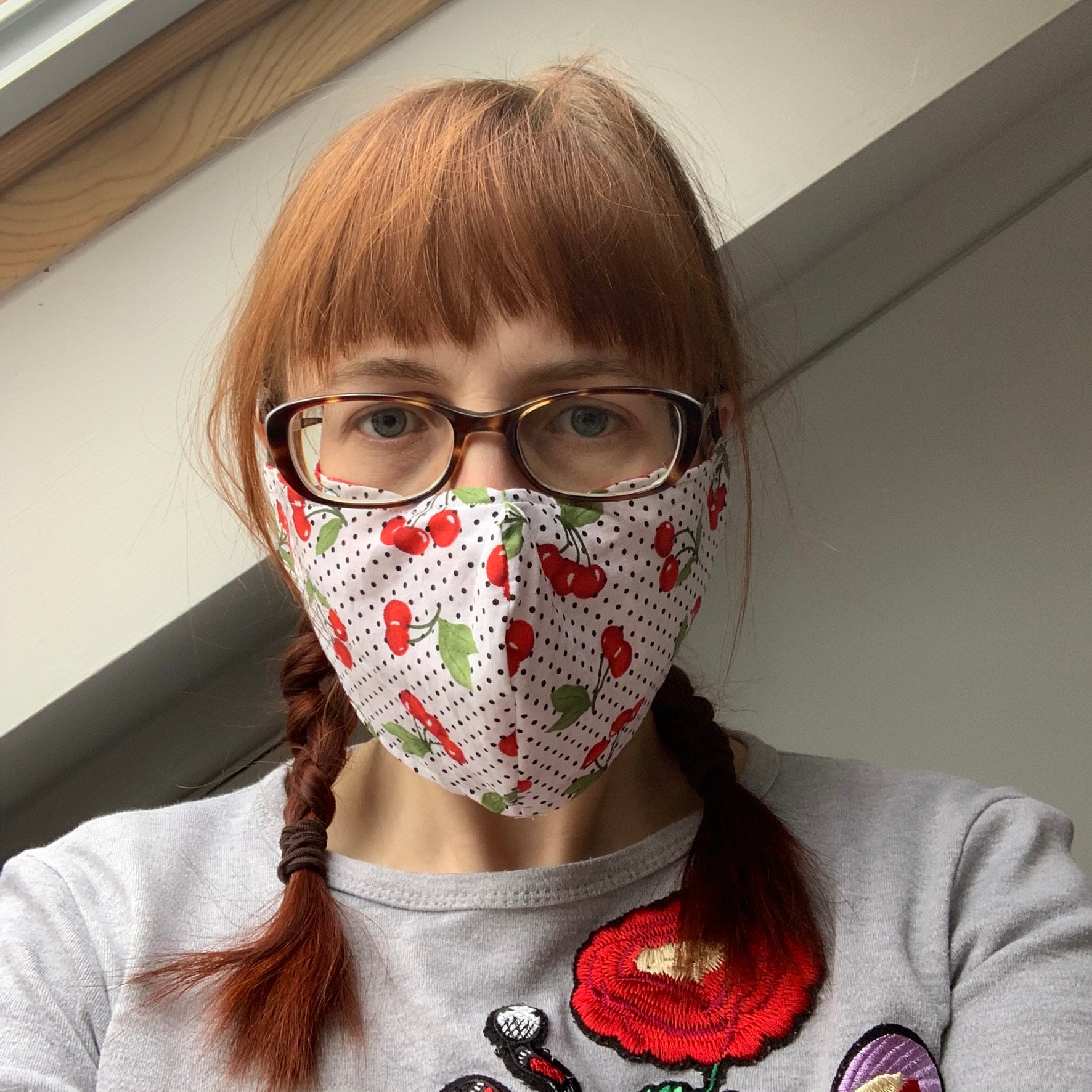 Cherry face mask washable with filter pocket uk reusable face Etsy