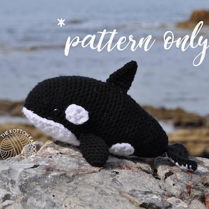 PATTERN DIGITAL DOWNLOAD** Ocean the Baby Orca Crochet Stuffed Animal Pattern