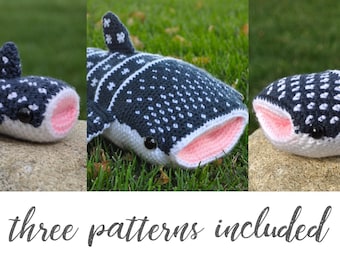 PATTERN BUNDLE*** Whitney, Winter, and Tiny Whale Sharks Crochet Stuffed Animal Patterns