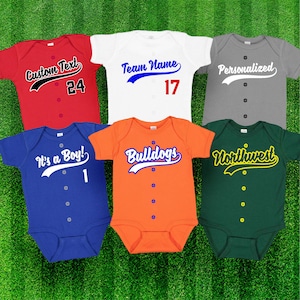 Benutzerdefinierte Baby-Baseball-Jersey-Bodys Personalisierung verfügbar BB1