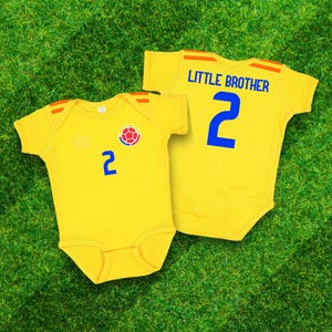 Body en jersey sur le thème du football colombien pour bébé. Personnalisation disponible