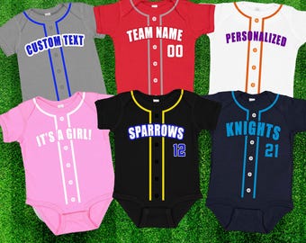Custom Baby baseball jersey bodysuits Personalization available BB5