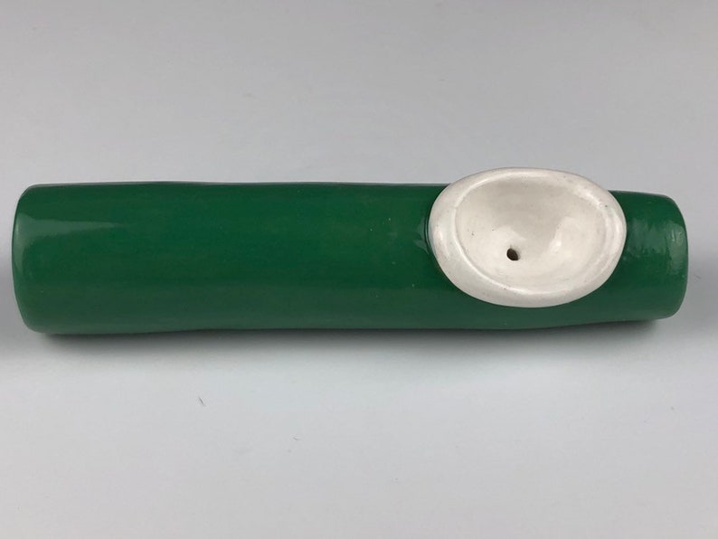 Light green ceramic pipe with white bowl