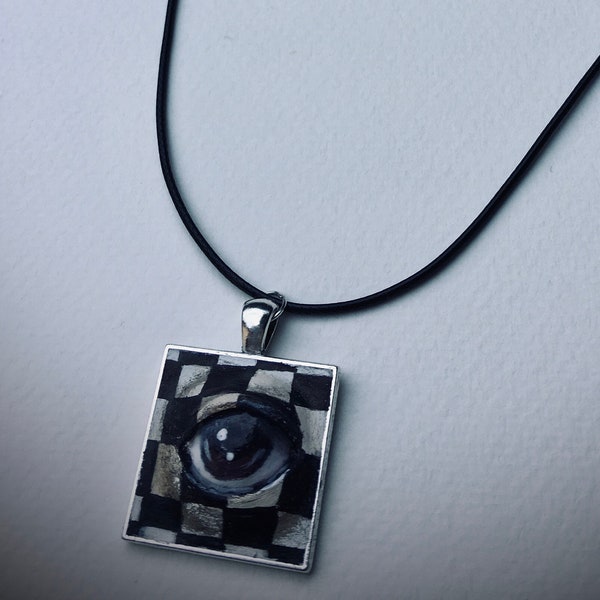 Necklace Gothic- eye necklace-unique personal adornment- pendant jewelry gothic darck