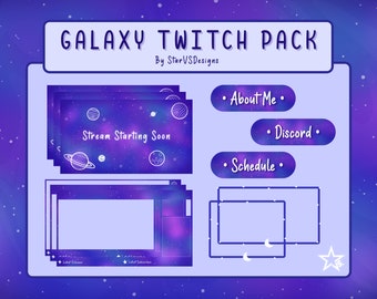 Animated Galaxy Twitch Stream Package – Space Overlay, Screens, Panels and more!