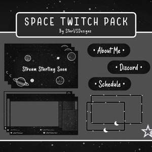 ANIMATED Twitch Simple Space Stream Package - Screen, Overlay, Panels and more!