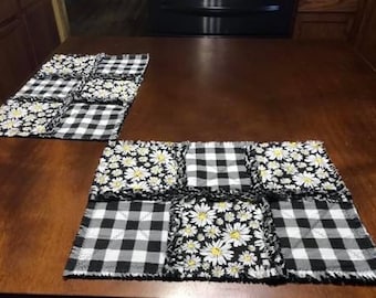 Country Primitive Set of 2 Rag Quilt Country Farmhouse PlacematsTable Mats Americana #1 Best Selling Item Country Cottage