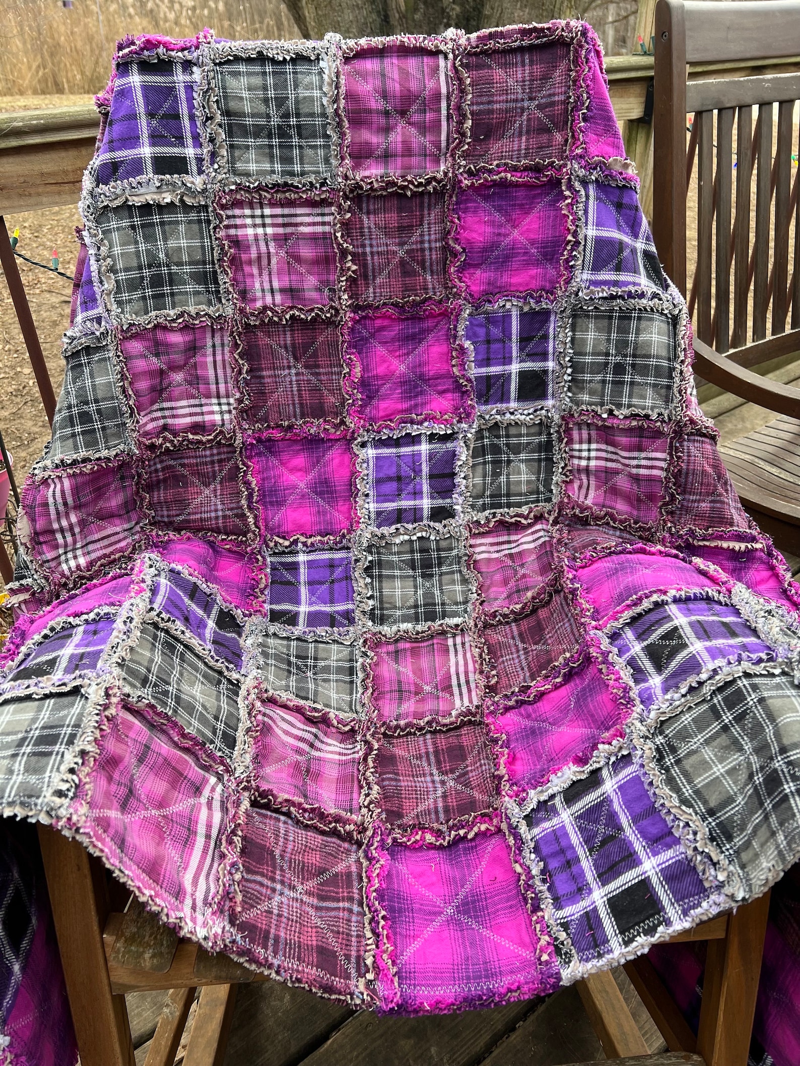 Plaid Flannel Rag Quilt Throw, Custom Orders, Special Order Quilts