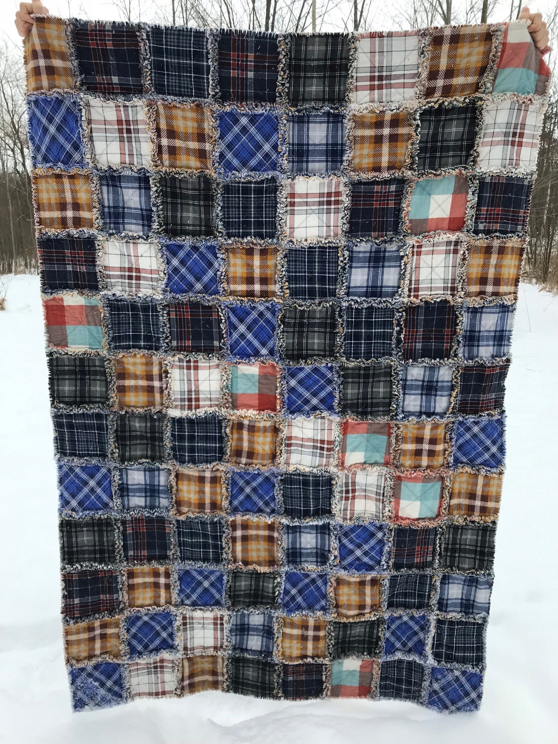 Warm and Snuggly Plaid Flannel Rag Quilt Throw Etsy