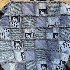 Woodland Animal Baby Rag Quilt, Baby Quilt