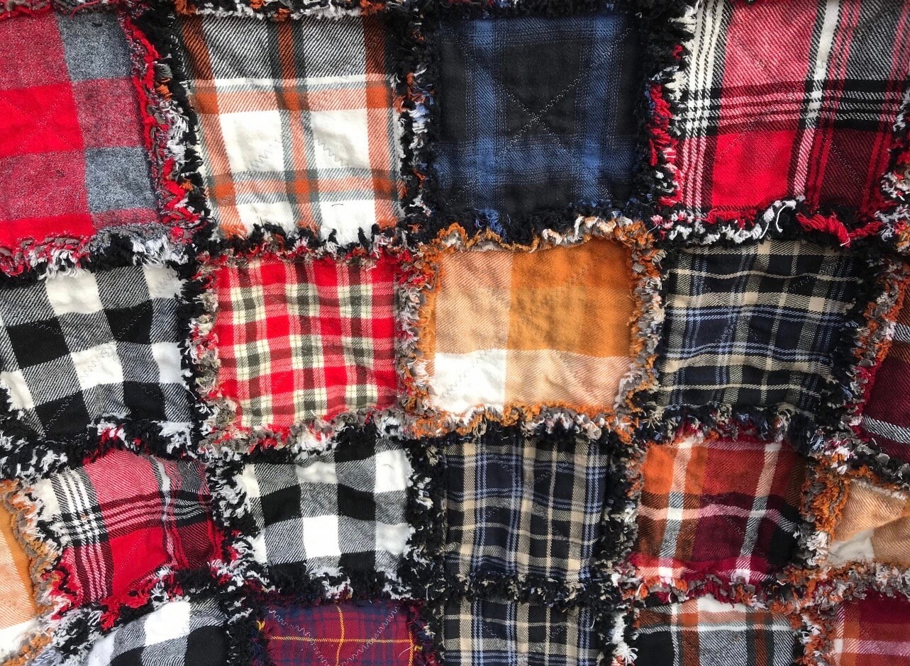 Plaid Flannel Rag Quilt Throw, Custom Orders, Special Order Quilts