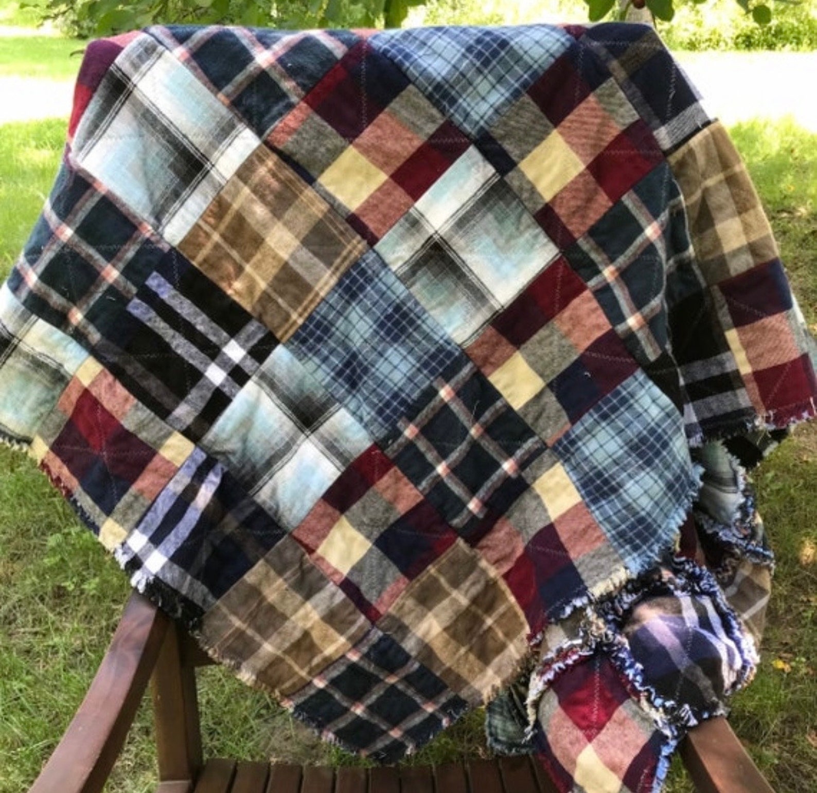 Plaid Flannel Rag Quilt Throw, Custom Orders, Special Order Quilts