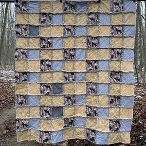 Woodland Animals Rag Quilt Throw, Woodland Animals Quilt, Neutral Quilt, Guy Gifts, Lodge Quilt, Rag Quilt